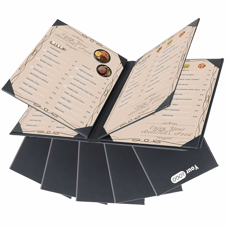 Leather 4 Page Menu Holder Covers