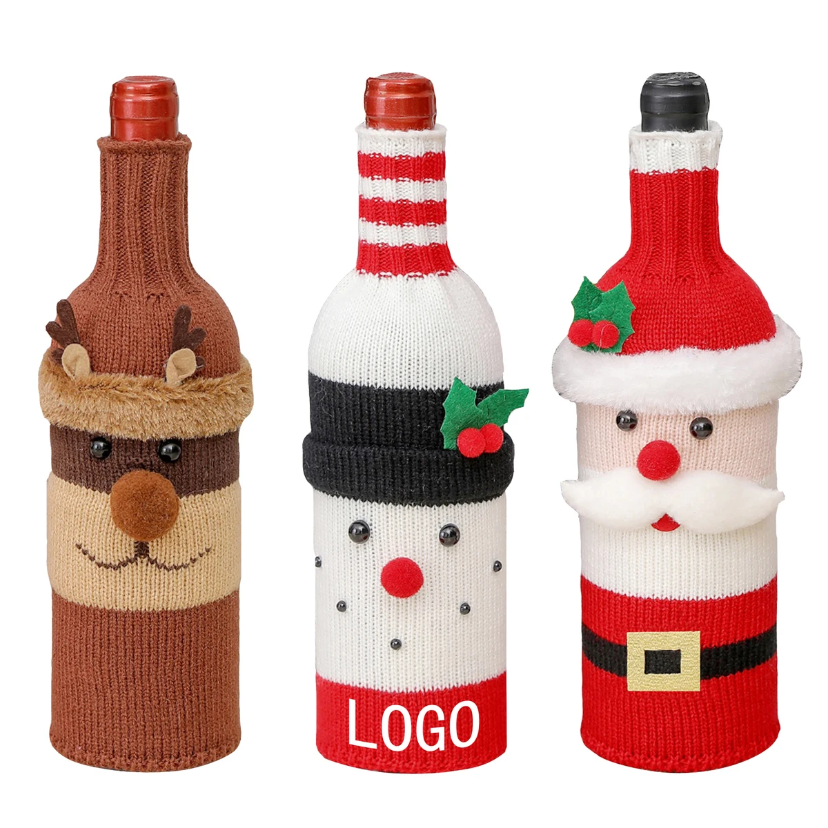 Christmas Knit Wine Bottle Cover 1