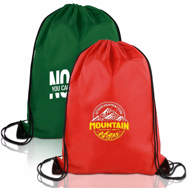 Custom Printed Small Polyester Drawstring Backpack 13" X 15"