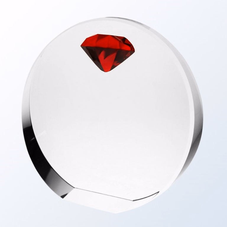 Red Diamond Circle Optic Crystal Award - Large