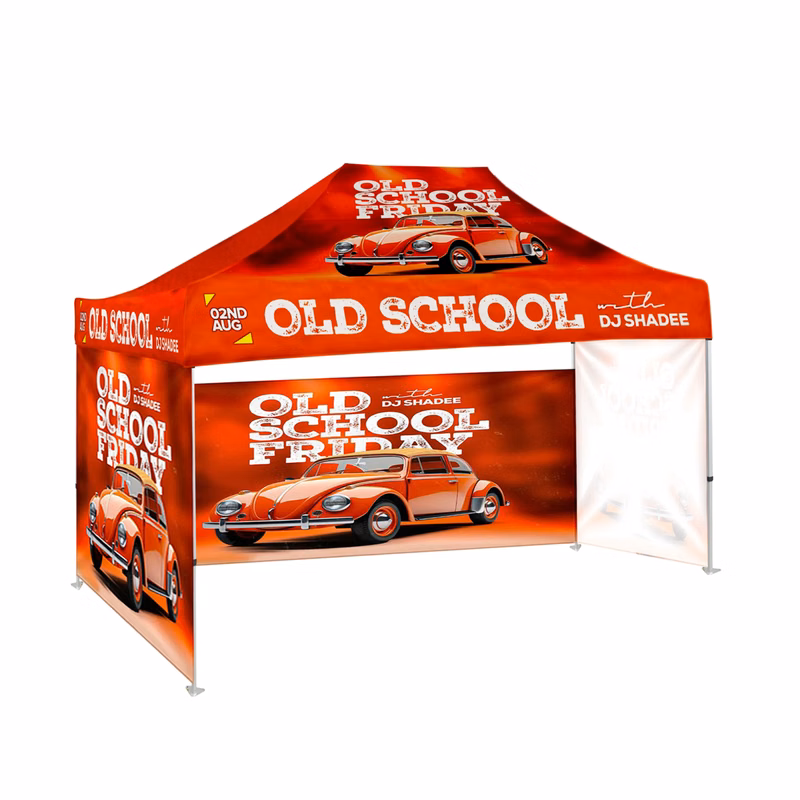 10'x15' Tent Canopy w frame, 2 side full + 1 long half wall
