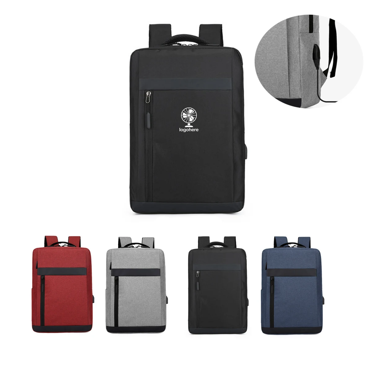 MOQ 10 Travel Laptop Backpack with USB Port 1