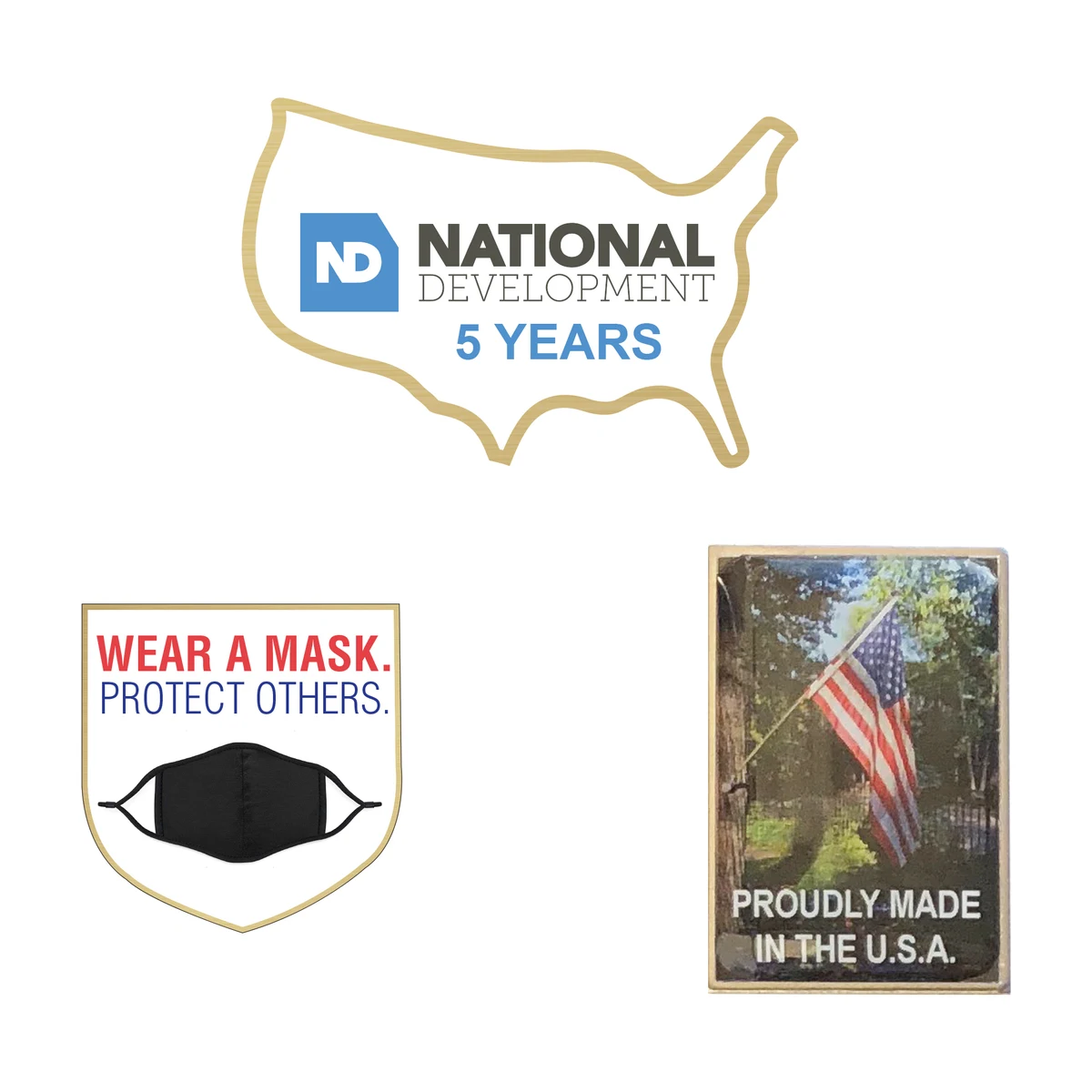 USA MADE Laminated Full Color Metal Lapel Pin - Medium Non Stock Shapes 1