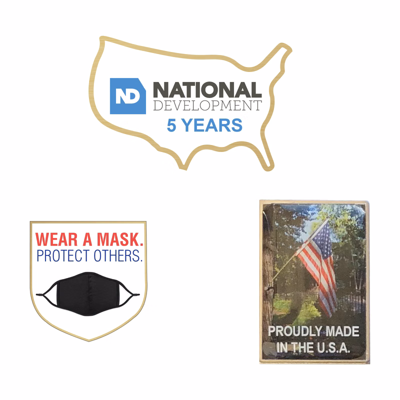 USA MADE Laminated Full Color Metal Lapel Pin - Medium Non Stock Shapes