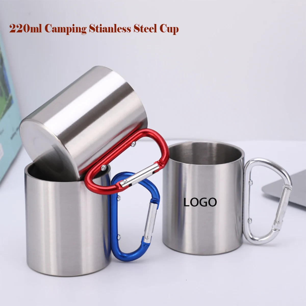 220ML Outdoor Staineless Steel Cup With Carabiner 1
