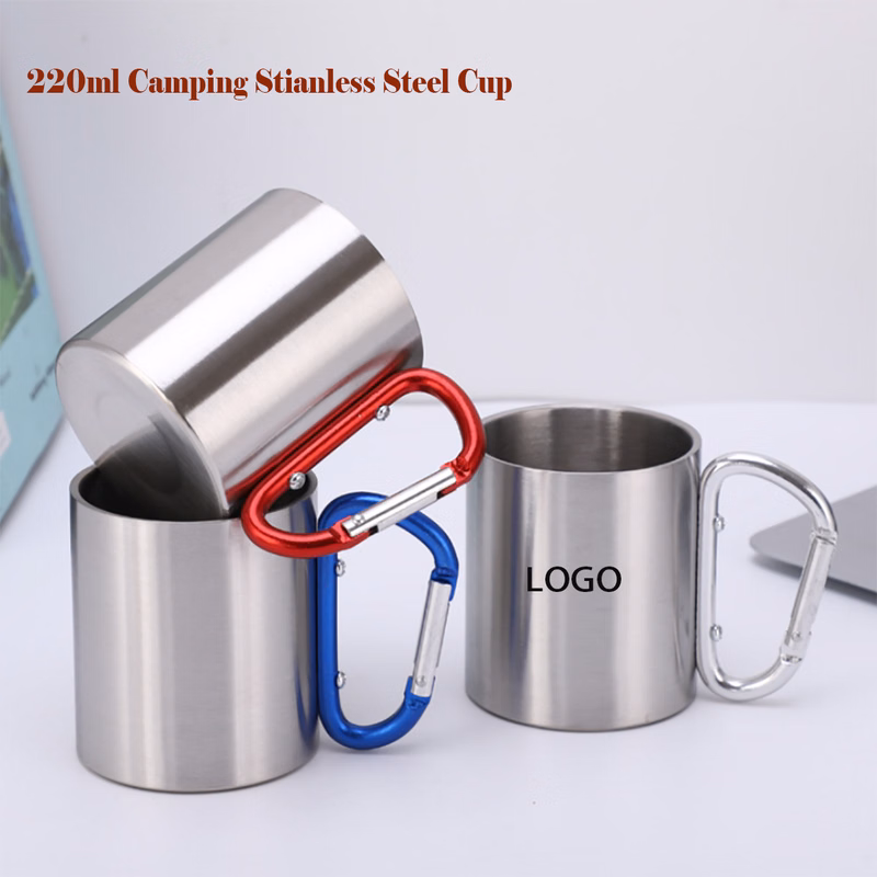 220ML Outdoor Staineless Steel Cup With Carabiner
