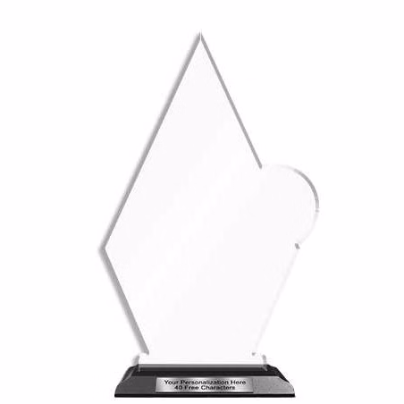 Blank Acrylic Trophy: 10" Quasar with Wood Base.