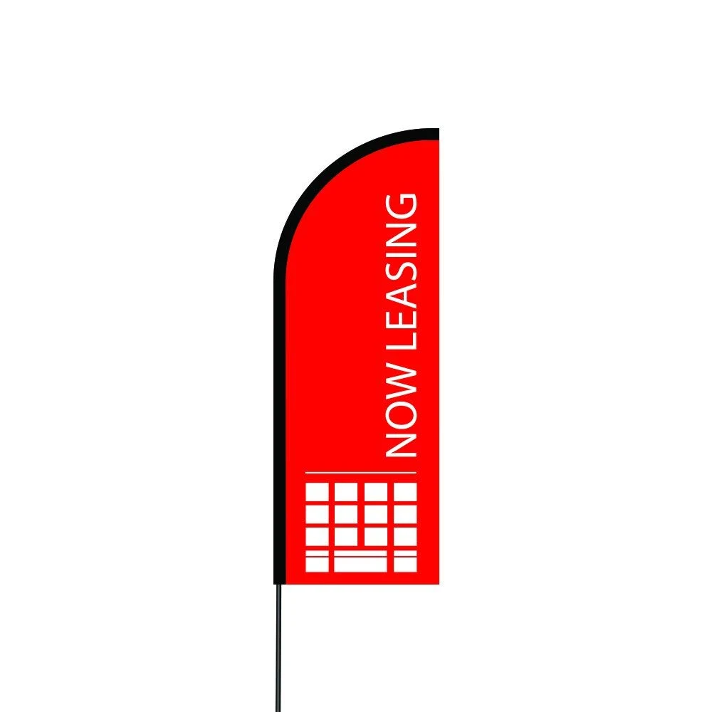 Now Leasing (Red) Flag Kit Hardware 11' Feet Feather Flag Sign Outdoor Banner 1