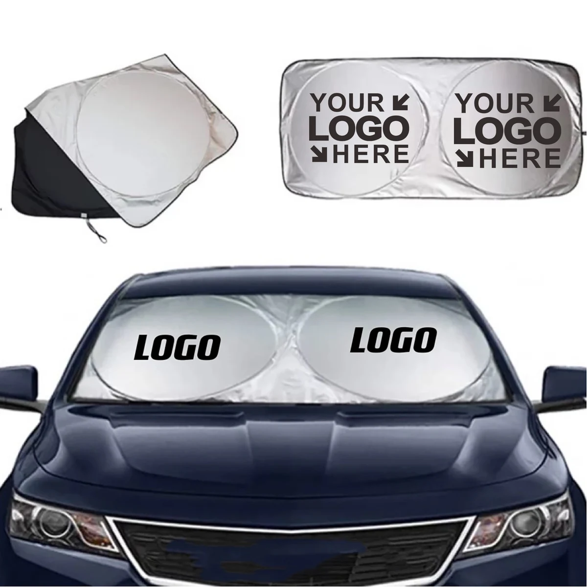 MOQ50Pcs Foldable Car Sunshade With Storage Pouch 1
