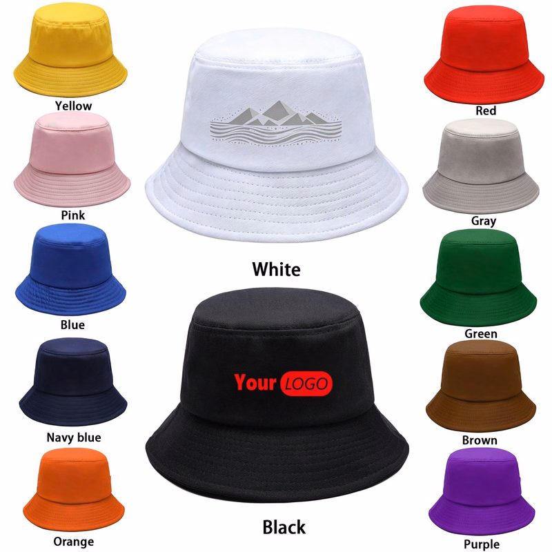 100% Cotton Wide Brim Sun Bucket Hat for Outdoor