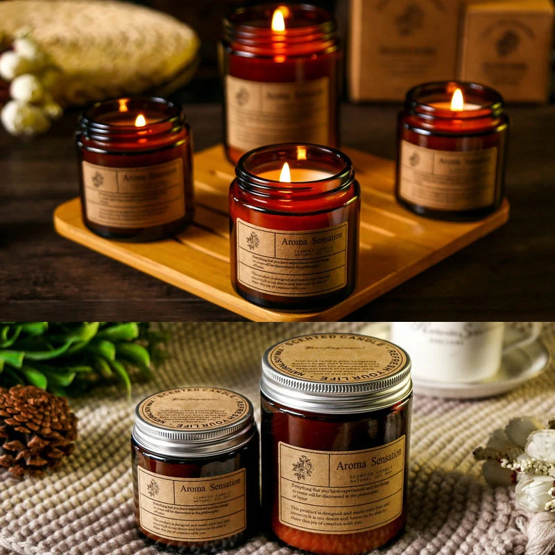 Brown scented candle, promotional household item with logo imprint 1