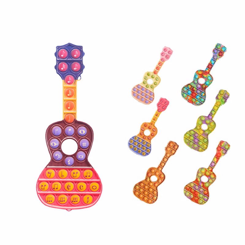 Guitar Shape Full Color Print Push Pop Bubble Fidget Toy