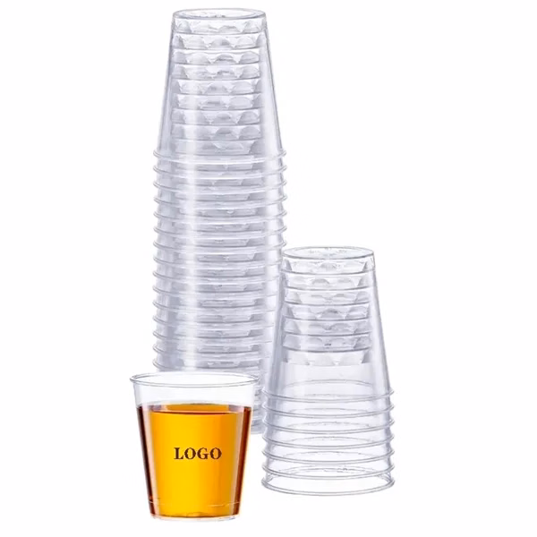 Custom 8 oz Hard Clear Plastic Shot Glass Cups — Disposable Party & Event Drinkware