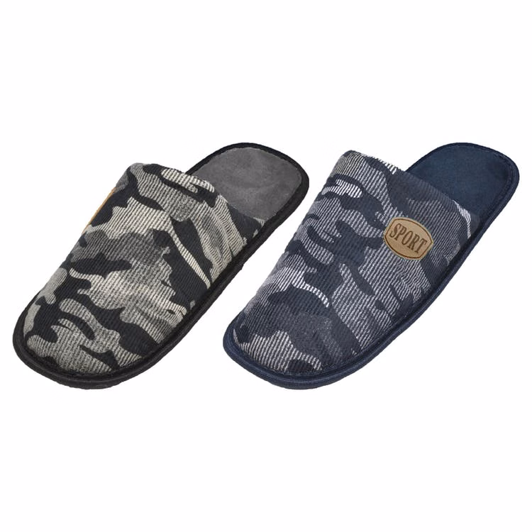 Men's Corduroy Slippers - Camo Assorted