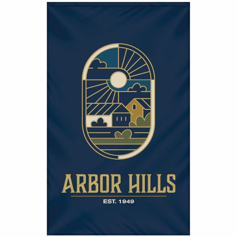 5' x 8' Single Sided Embroidered Banner with Pole Sleeve