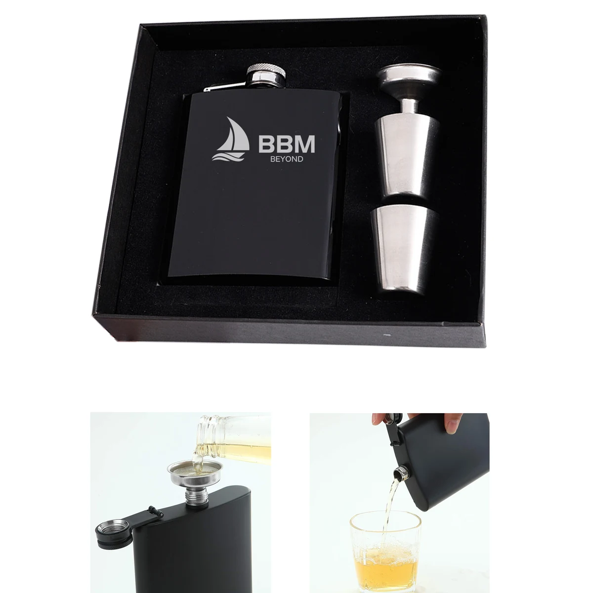 8Oz Stainless Steel Flask Set, custom water bottle with logo imprint 1