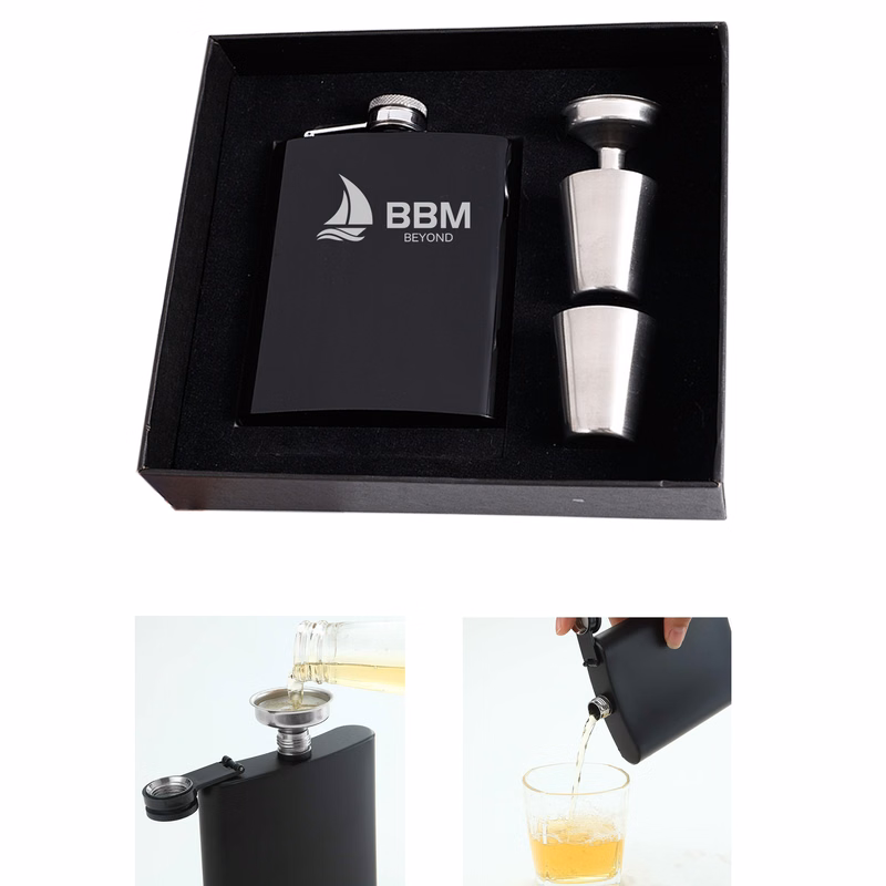 8Oz Stainless Steel Flask Set