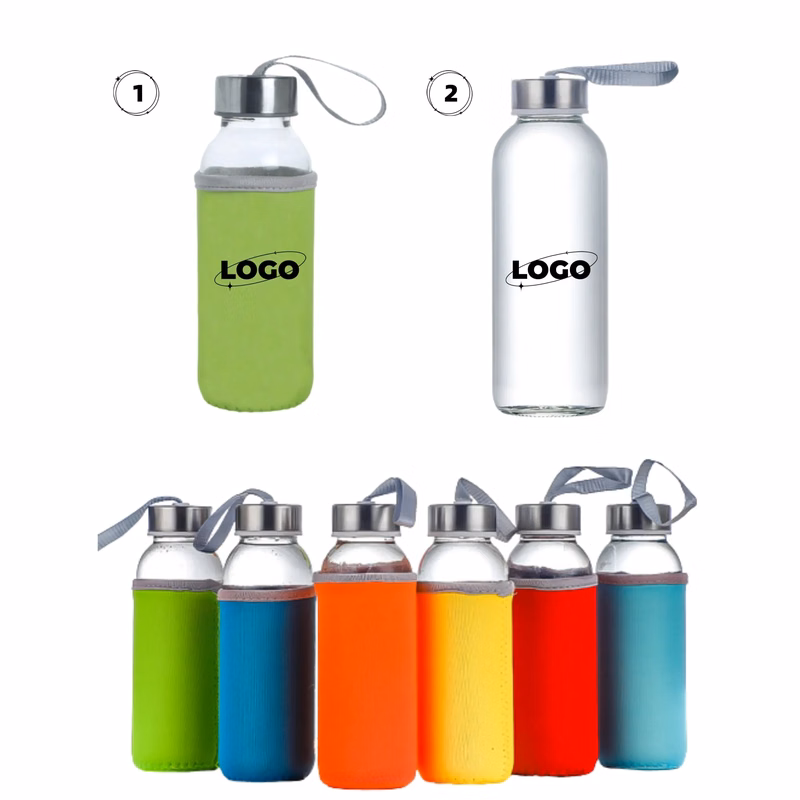 10oz Glass Water Bottle With Sleeve And Lanyard Outdoor Spor