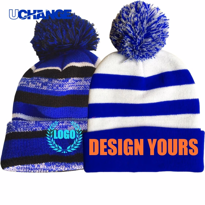 Jacquard Knitted Pom Beanie Hat