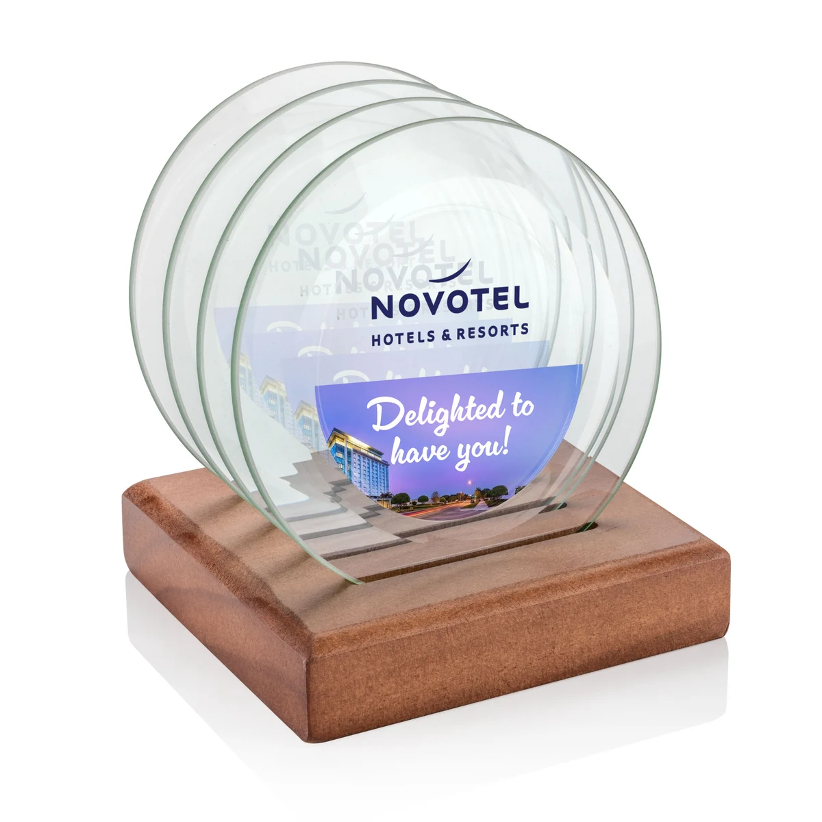 Midland VividPrint™ Coasters - Set of 4 on Walnut Base 1