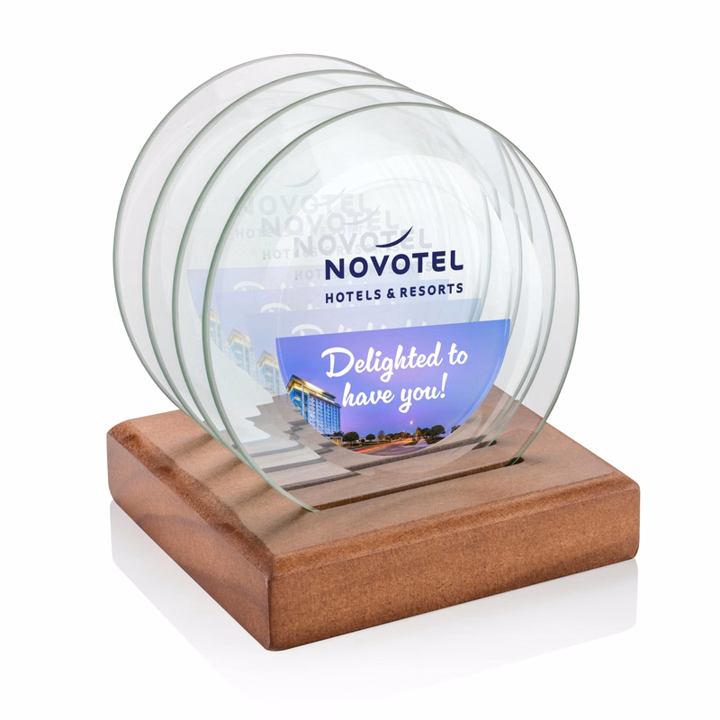 Midland VividPrint™ Coasters - Set of 4 on Walnut Base