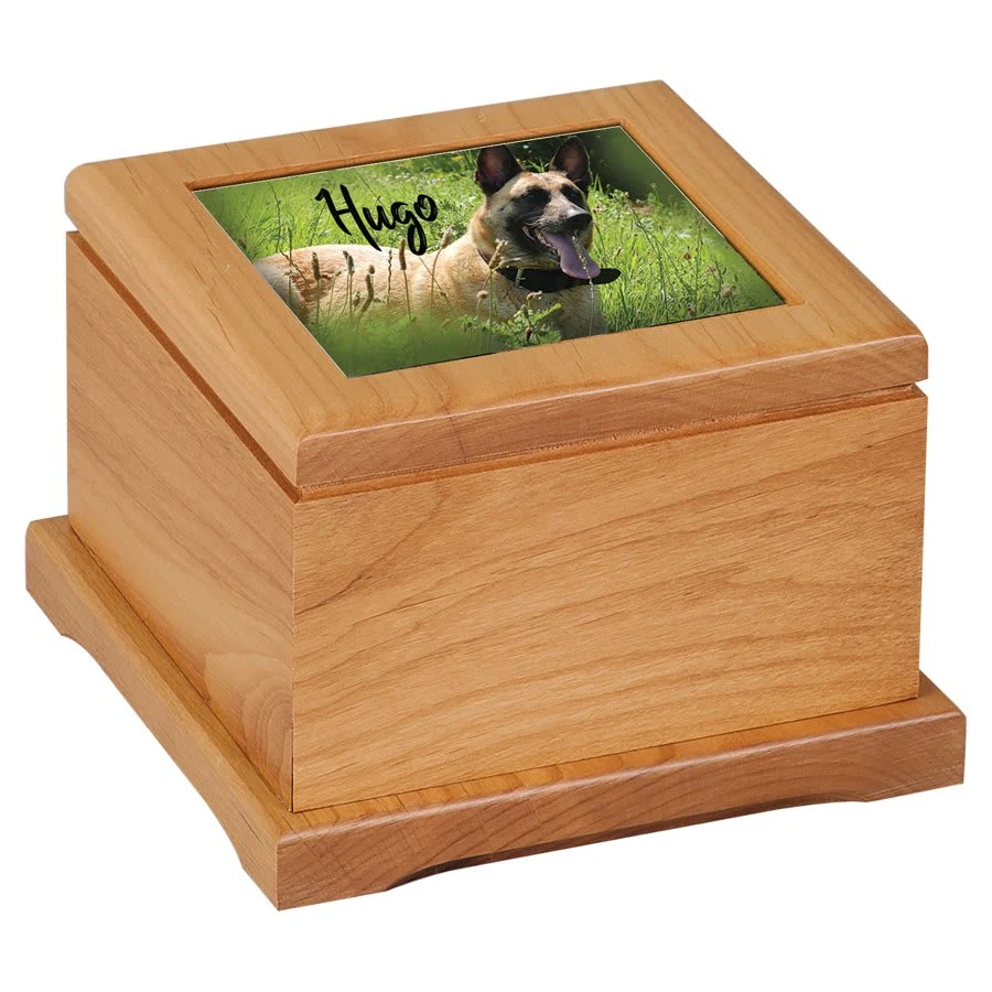 4 1/2" Red Alder PET Urn with Routed Top 1