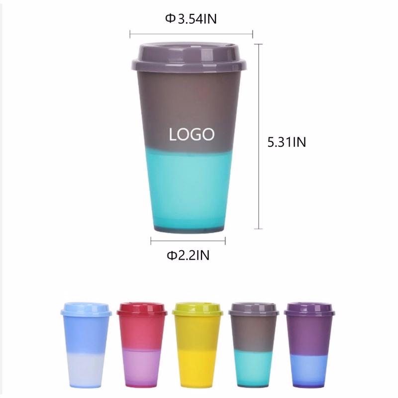 5 Pack Color Changing Cups 17 oz Plastic Cups with Lids