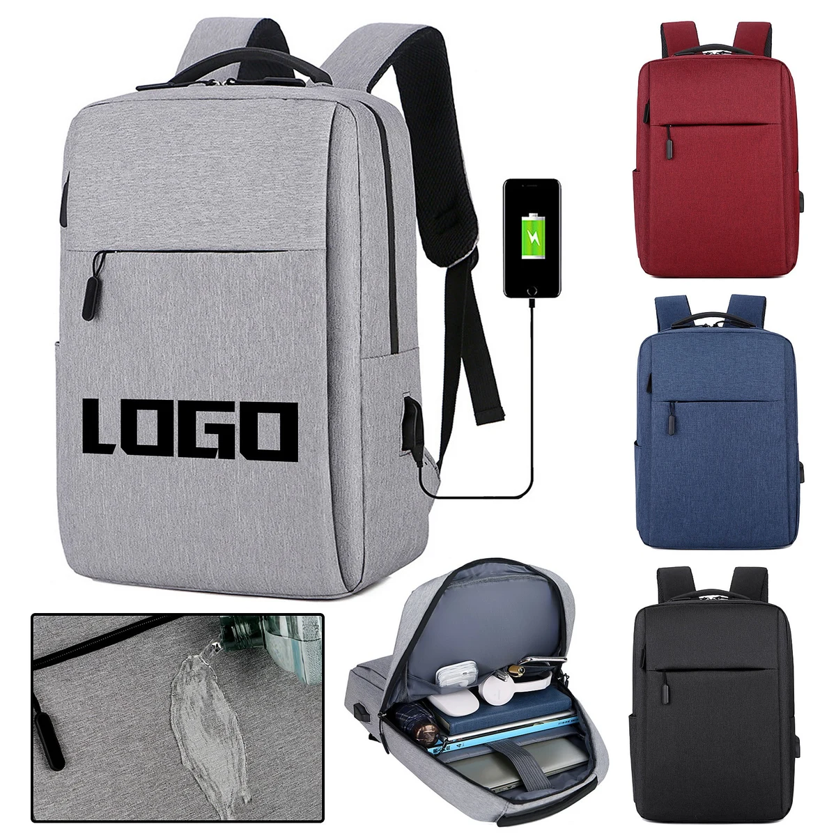 Water Resistant Laptop Travel Bag with USB Charging Port 1