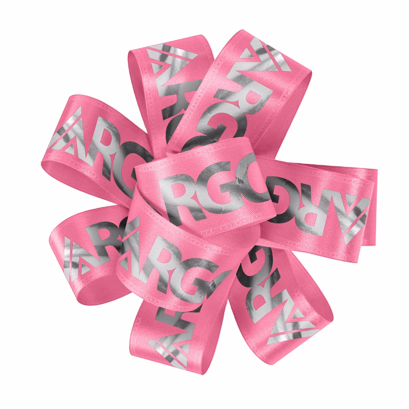 1" Badge Satin Bow - Foil Print