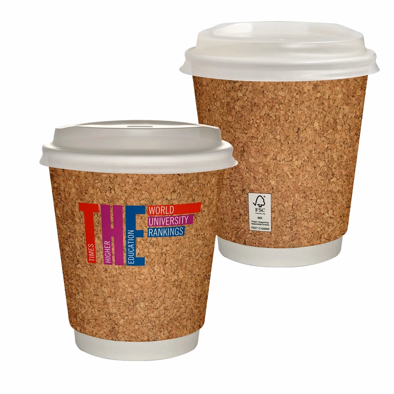 10 oz Full Color Cork Pattern Insulated Paper Cup With Lid