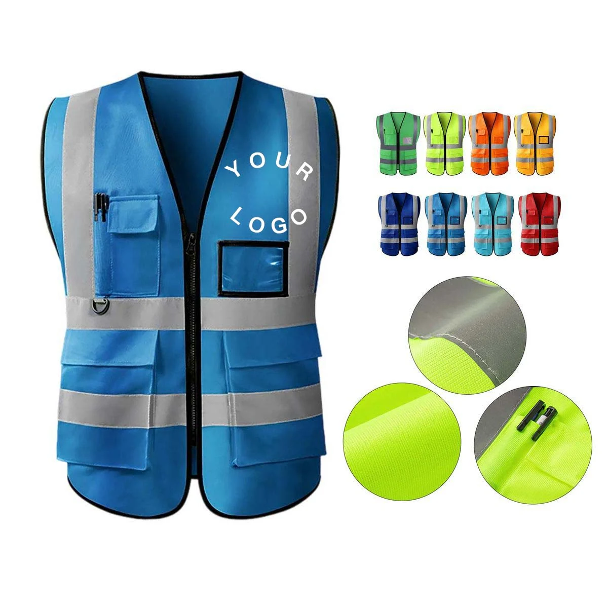 Safety Vest with Storage Pockets and Reflective Bands 1