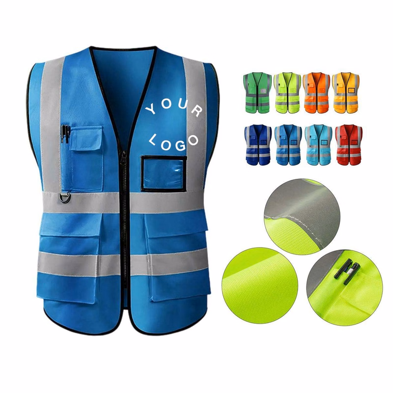 Safety Vest with Storage Pockets and Reflective Bands