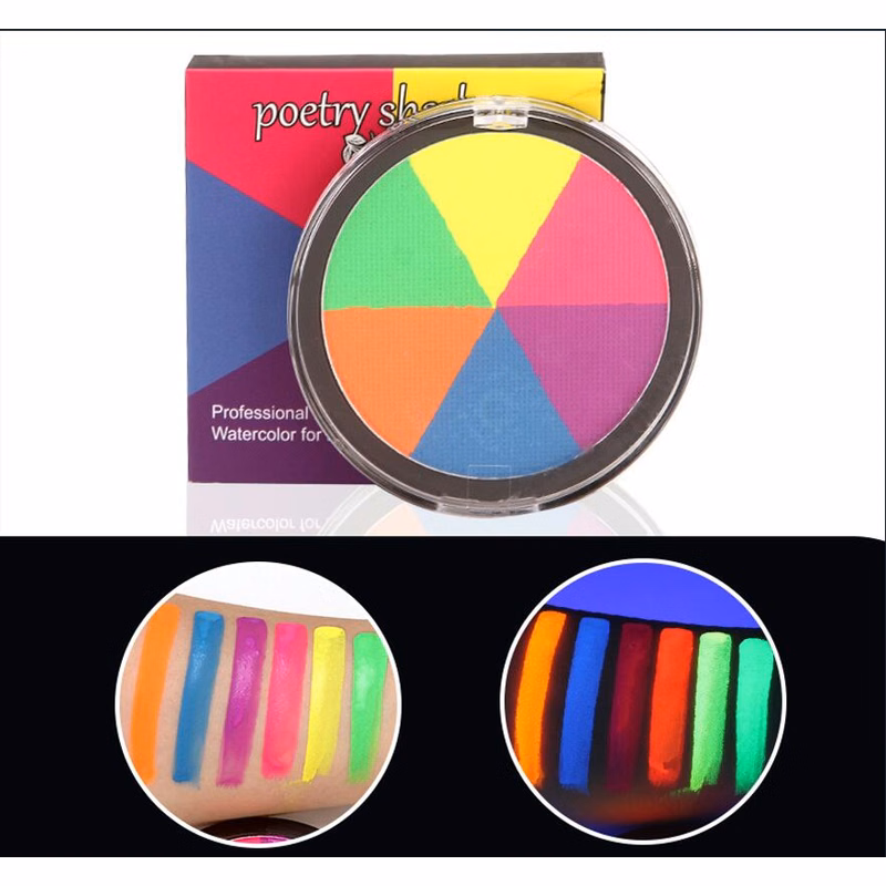 Neon Rainbow Fluorescent Halloween Face Makeup