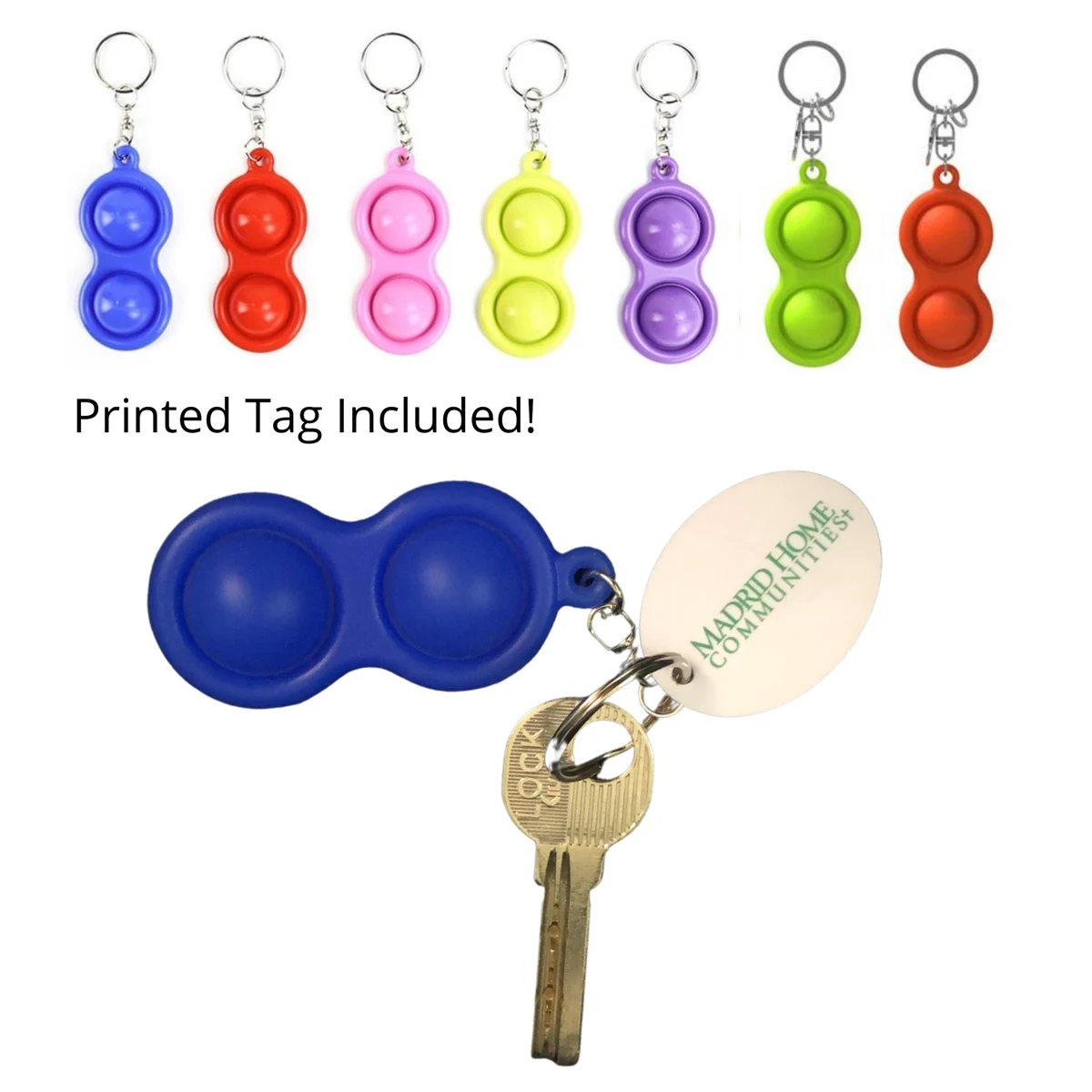 Economy Mini Pop-It Fidget Keychain W/ Imprinted Tag 1