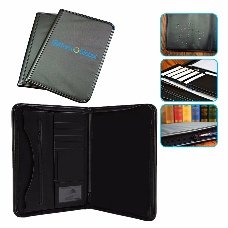 A4 Business Zipper Folder with Pen Holder and Notepad