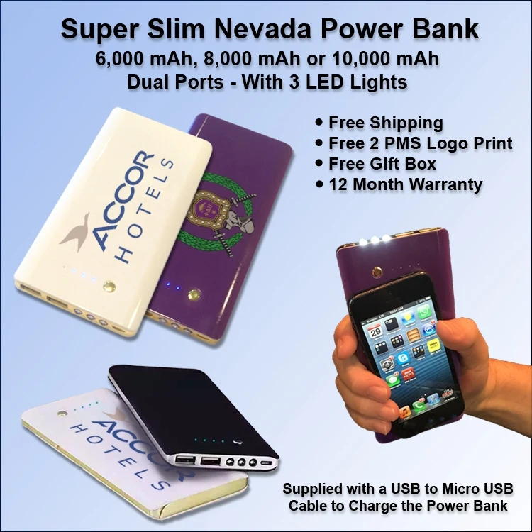 Super Slim Nevada Rubberized Finish Power Bank 8000 mAh 1