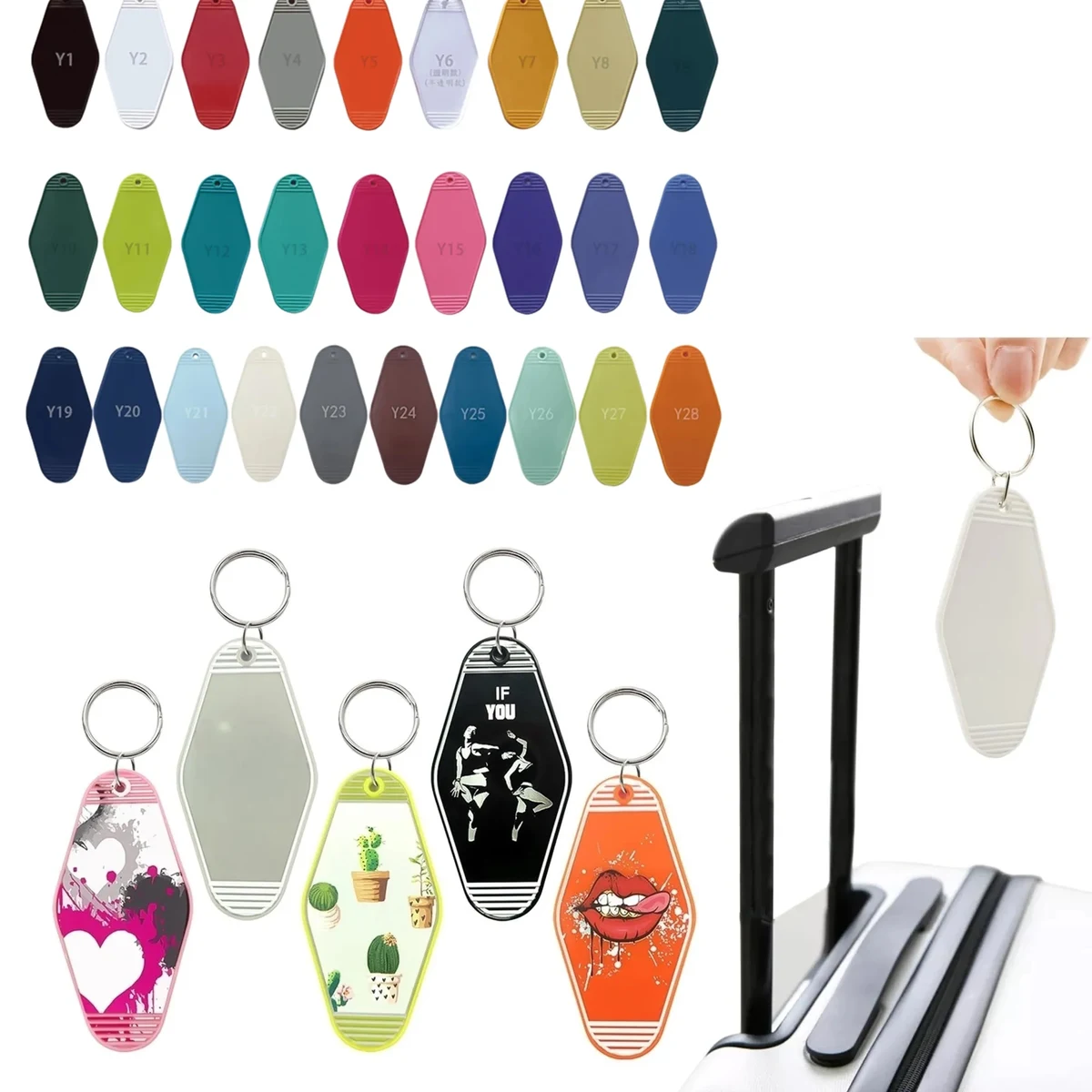 Custom Logo Motel Hotel Keychains Rhombus Key Tags 1