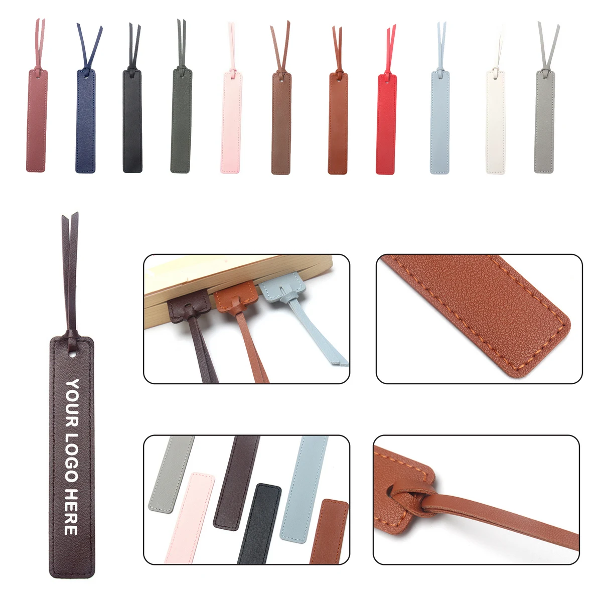 Custom Leather Strip Bookmark with Cord 1