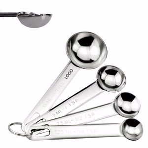 Stainless Steel Measuring Spoons Set With Engraved Measurement Marks