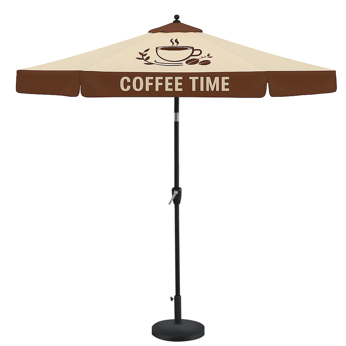 7.5' Black Aluminum Commerical Market Umbrella w/ Crank & Auto-Tilt ( Dye Sublimation ) 1