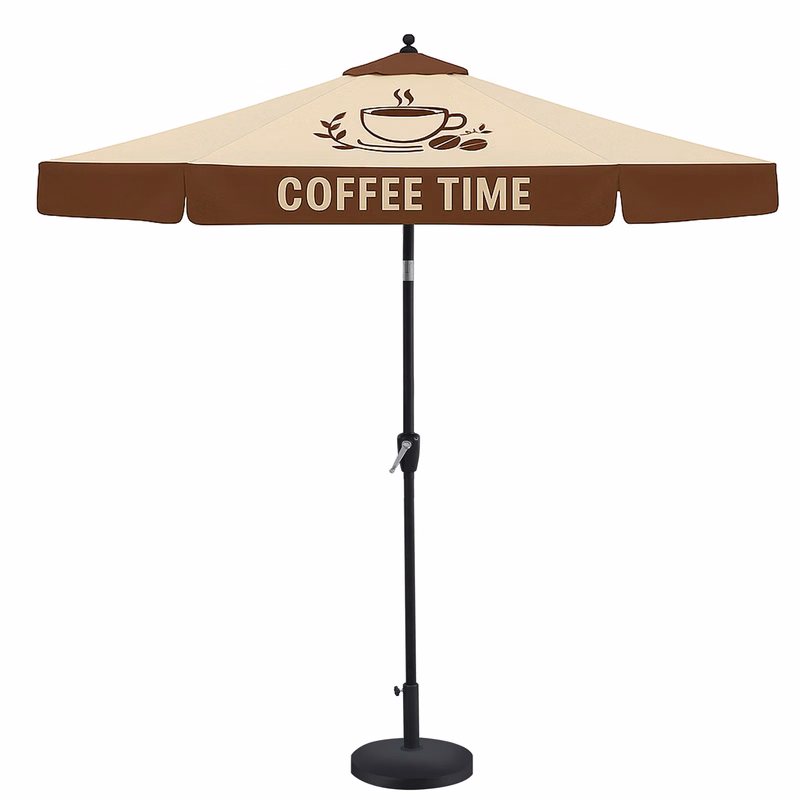7.5' Black Aluminum Commerical Market Umbrella w/ Crank & Auto-Tilt ( Dye Sublimation )