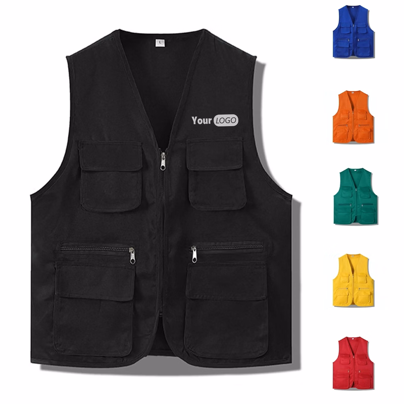 Polyester Multi Pocket Vest Work Clothes