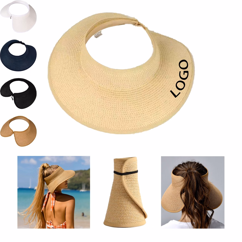Women's Wide-Brim Foldable Straw Beach Hat