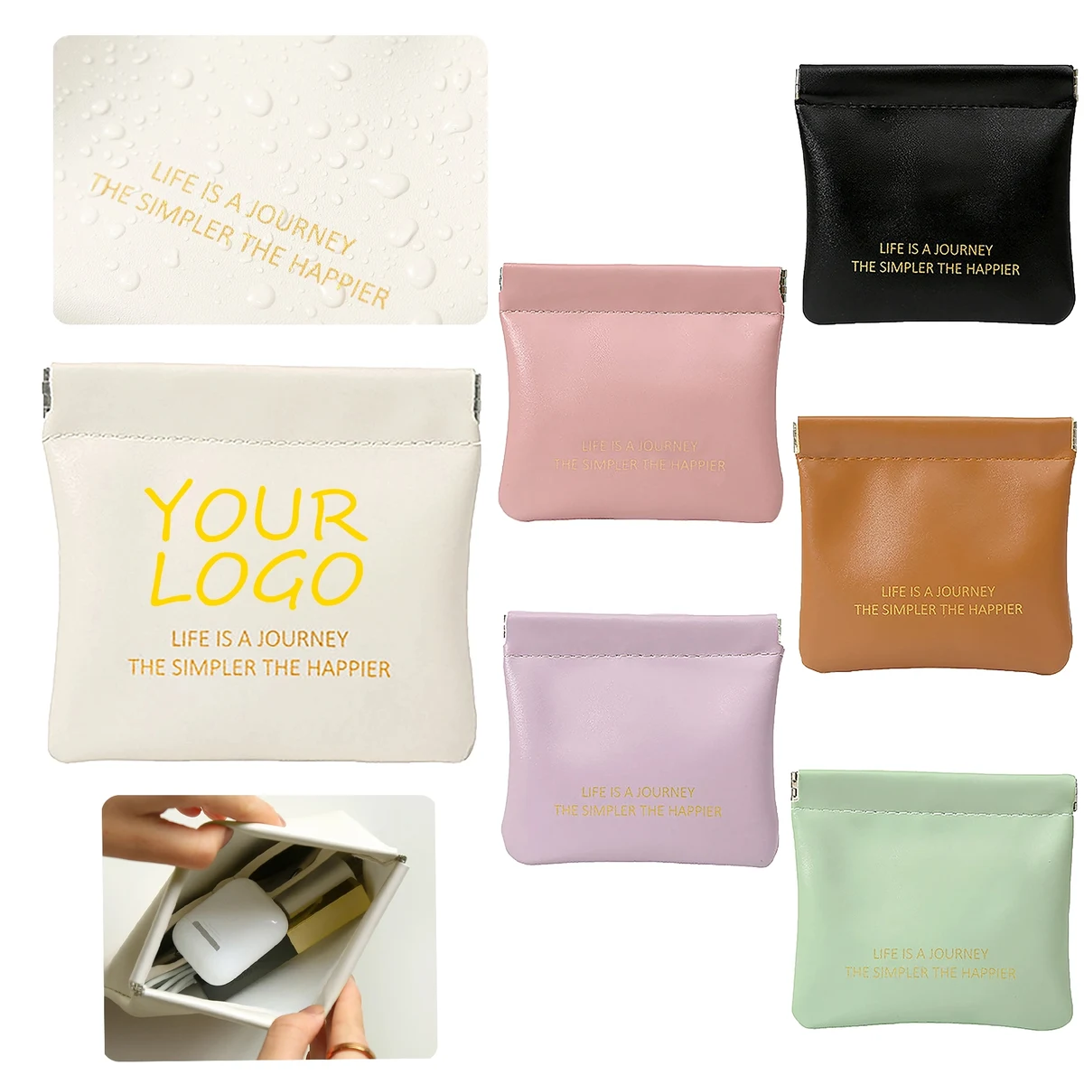 MOQ 20pcs Leather Portable Waterproof Storage Makeup Bag 1