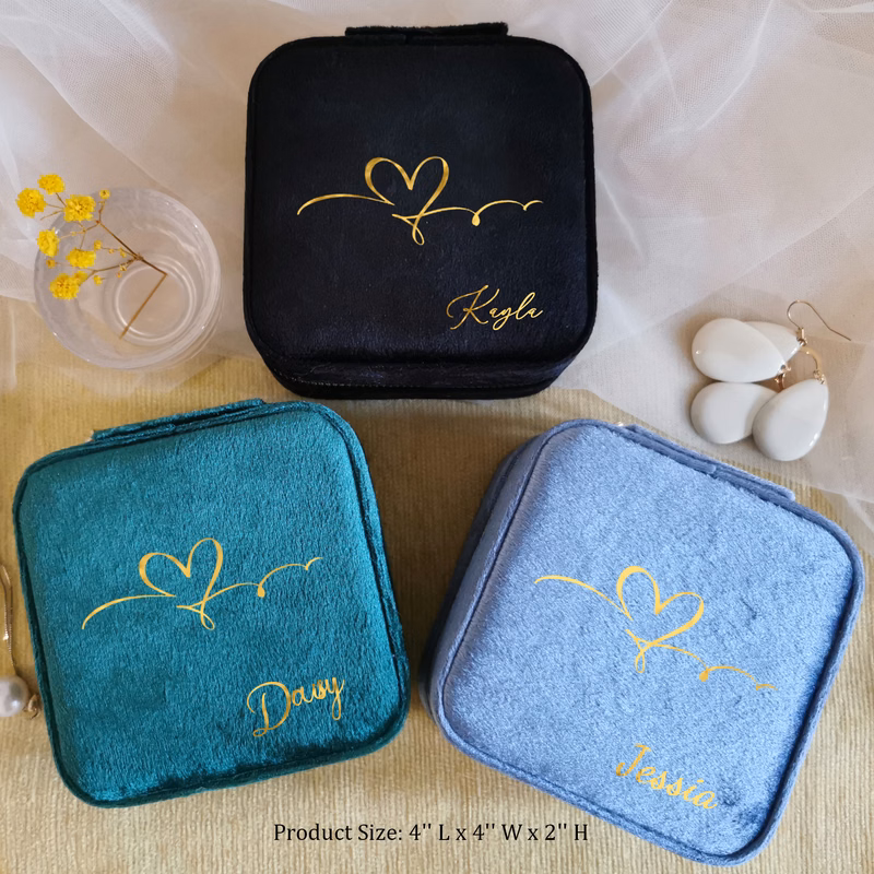 Compact Velvet Jewelry Box