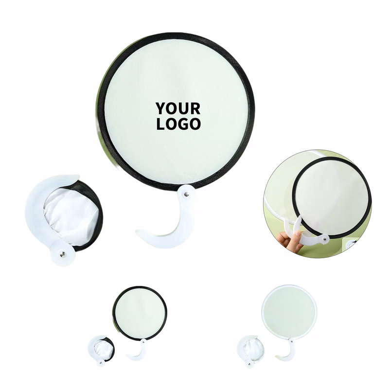 Polyester Folding Hand Fan 7.9" Diameter