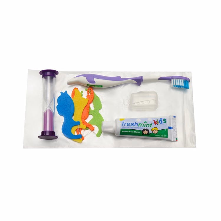 Children's Dental Essentials Kits in Zipper Bag - 9-Piece Assorted