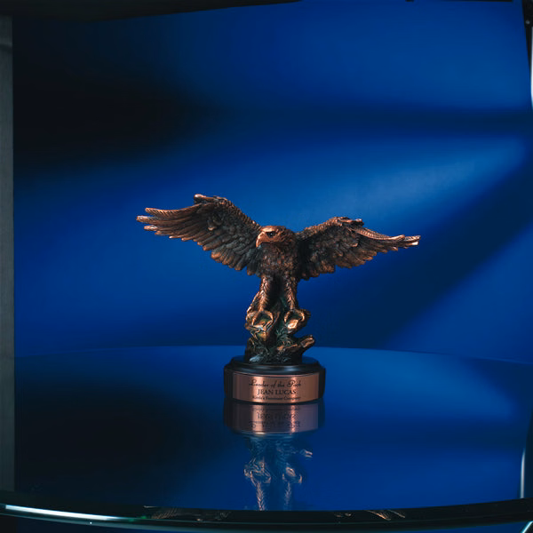 11 1/2" Bronze Finish Eagle On Ebony Wood Base