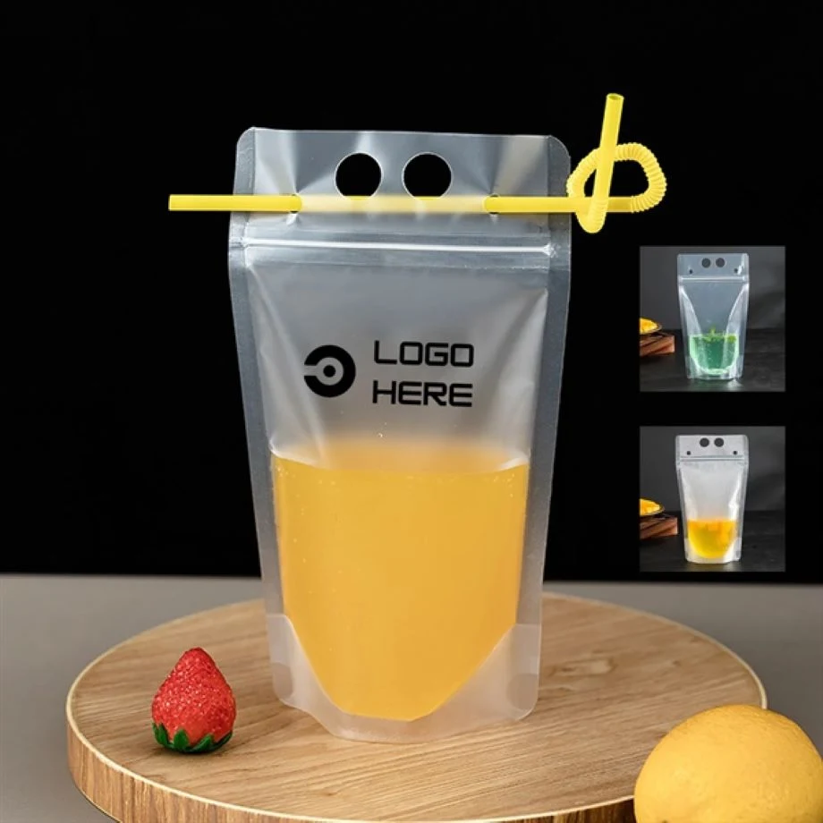 Disposable Sealable Drink Bag With Straw 1