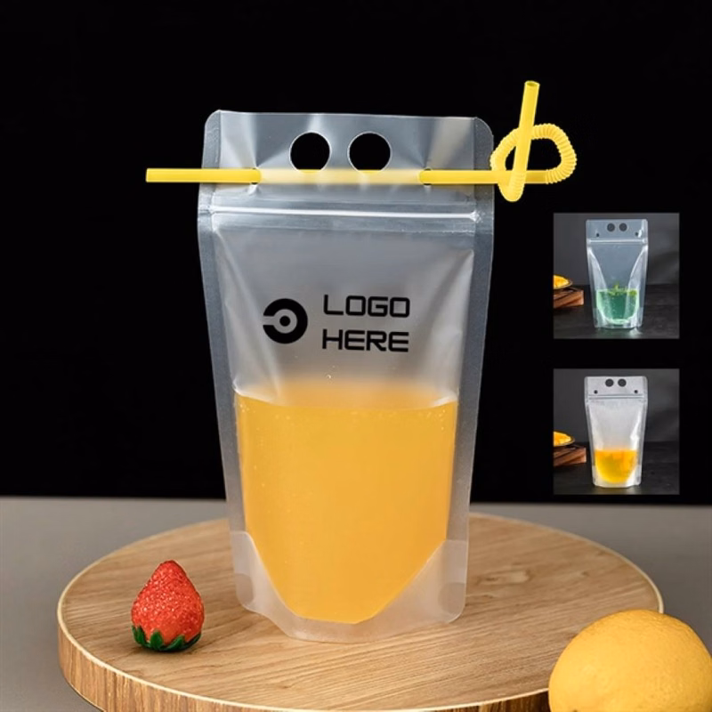 Disposable Sealable Drink Bag With Straw